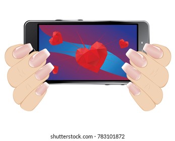 Lovely Valentines day greetings with red heart on digital display.