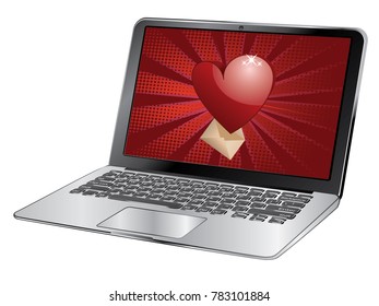 Lovely Valentines day greetings with red heart on digital display.