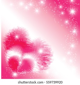 Lovely Valentine's Day heart with fluffy feathers on a gentle background. Vector illustration