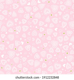 Lovely Valentine's Day seamless pattern, hand drawn heart doodles, great for cards, banners, wallpapers, wrapping - vector design