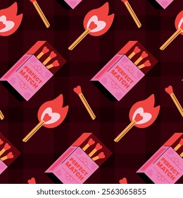 Lovely Valentine's Day seamless pattern in pink and red, inspired by the theme 'Perfect Match,' with a light background.