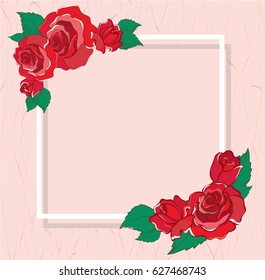 lovely valentines greeting card with red roses background vector illustration  