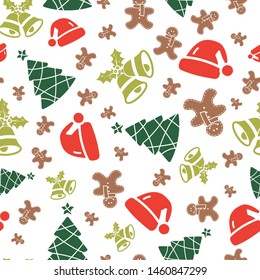 Lovely vector christmas elements seamless pattern background