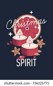 Lovely vector flat design 'Christmas Spirit' visual. Ideal for Xmas decoration, greeting cards and wall art