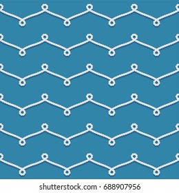Lovely vector flat design vector pattern made of white rope. Ideal for wrapping paper printables, website background, wallpaper and fabric design