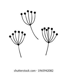 Lovely vector flowers. Children's design element. A natural isolated pattern. Summer line art.
