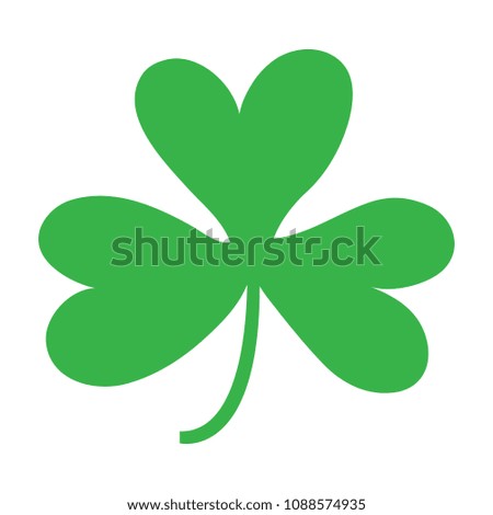 Lovely vector illustration of the clover leaf with three parts. Flat drawing.