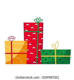 Lovely vector illustration on Christmas gifts and presents with gift boxes and packages 