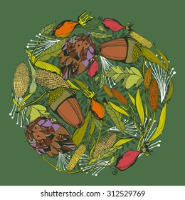 Lovely vector illustrations of autumn plant.