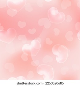 Lovely vector seamless pattern with hearts and light pink gradient. Romantic backdrop is perfect for wedding decoration, bachelor party, St Valentines Day, greeting cards, gifts, wrapping paper