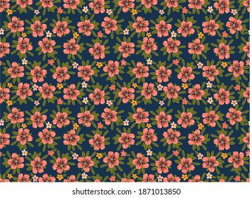 
Lovely vector seamless pattern with tropical flowers and leaves. Botanical background for beautiful fabrics. Digtle illustration with floral designs