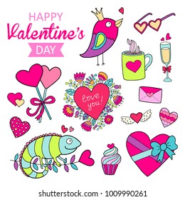 Lovely vector set of cute valentine's day illustration. 