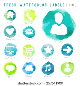 lovely vector set of watercolor web icons in eps 