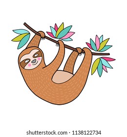 Lovely vector sloth illustration. 