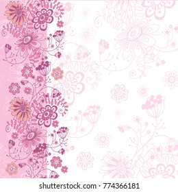 Lovely vector template in pink tones for greeting card, invitation, congratulations. Patterns on a  shablon 
                                           