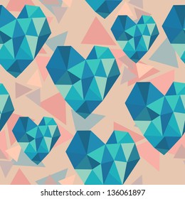 lovely vector valentine seamless texture with hearts of triangles