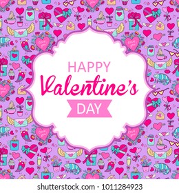 Lovely vector Valentine's Day card. Cute doodle illustration.