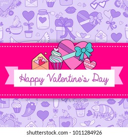 Lovely vector Valentine's Day card. Cute doodle illustration.