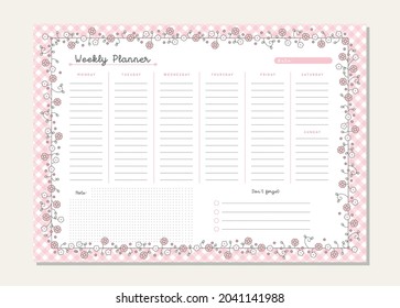 Lovely Vector Weekly Planner Template