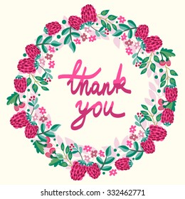 Lovely vector wreath made of raspberries. Nice template for your design.
