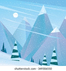 Lovely view of the ski area - serenity concept. Vector illustration