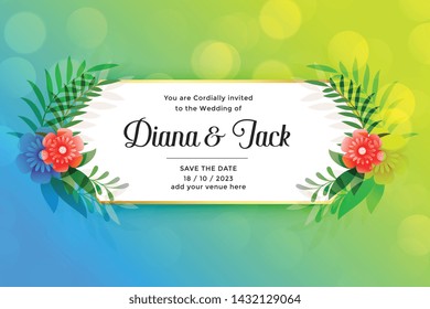 Lovely Wedding Card Flower Decoration Stock Vector (Royalty Free ...