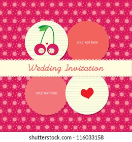 lovely wedding invitation card with polka background