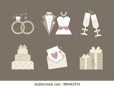 Lovely wedding vector elements