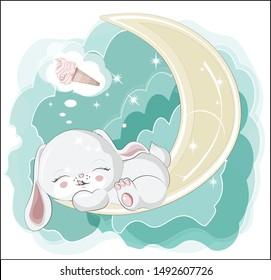 the lovely white  bunny, rabbit, sleep and smile 
