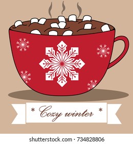 Lovely winter card with cocoa and marshmallows.