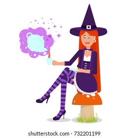 The lovely witch conjured a magic drink.