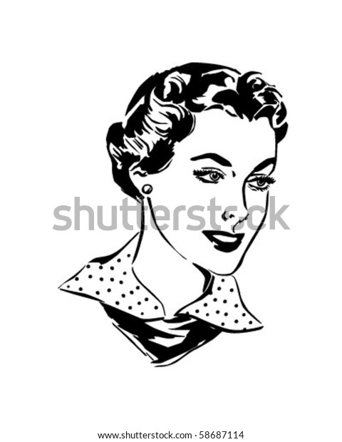 Lovely Woman Retro Clip Art Stock Vector (Royalty Free) 58687114