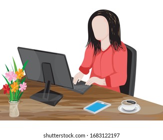 lovely woman work at home vector design