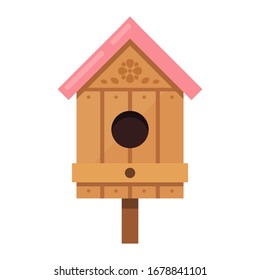 Lovely wooden bird house cartoon vector illustration