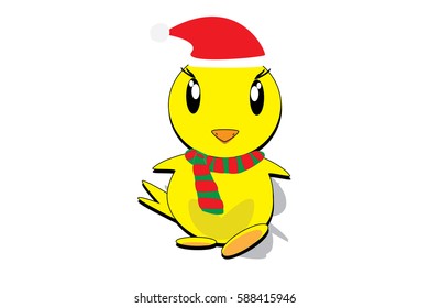 lovely yellow chicken cartoon vector on white background.