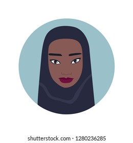 Lovely young girl portrait Beautiful Muslim woman face wearing hijab Pretty Cute Lovely Exotic Dark skinned Mixed female Avatar Profile picture icon isolated on white background Stylish simple unique
