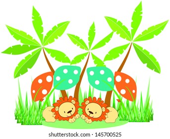 Lovely young lions in the jungle