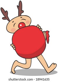 Lovely young Reindeer Character on white background : vector illustration