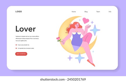 Lover Archetype illustration. A romantic figure holding a heart, symbolizing affection and desire. Captivating and elegant vector design.