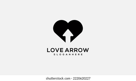 lover arrow logo, heart logo design vector illustration