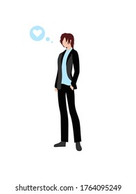 lover background. Modern illustration slider site page. The concept in your mind is the one you like. Vector image design. Web banner thoughts only about one thing.