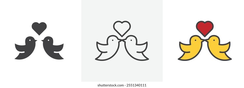 Lover birds icon pack. Vector illustration. EPS10