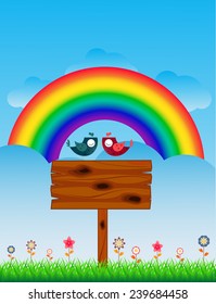 Lover Birds and Rainbow