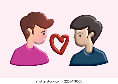Lover boy falling in love each other on Valentine’s Day 