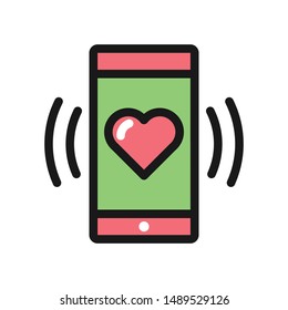 Lover calling valentine line icon logo design