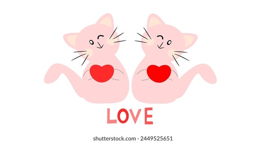 lover cats on white background vector illustration.