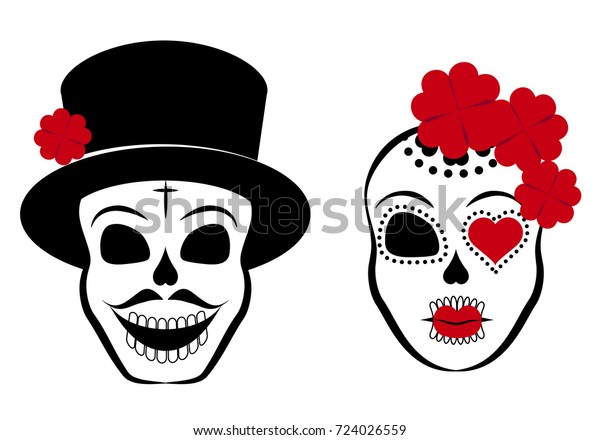 Download Lover Couple Sugar Skull Day Dead Stock Vector (Royalty ...