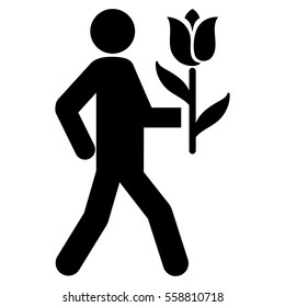 Lover With Flower vector icon. Flat black symbol. Pictogram is isolated on a white background. Designed for web and software interfaces.