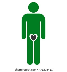 Lover Guy icon. Vector style is bicolor flat iconic symbol with rounded angles, green and gray colors, white background.