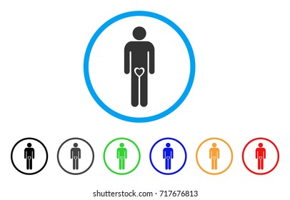 Lover Guy rounded icon. Style is a flat lover guy gray symbol inside light blue circle with black, gray, green, blue, red, orange color versions. Vector designed for web and software interfaces.